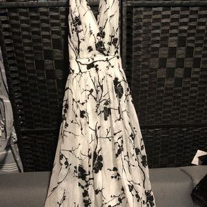 Meghan LA Enchanted Garden black and white gown